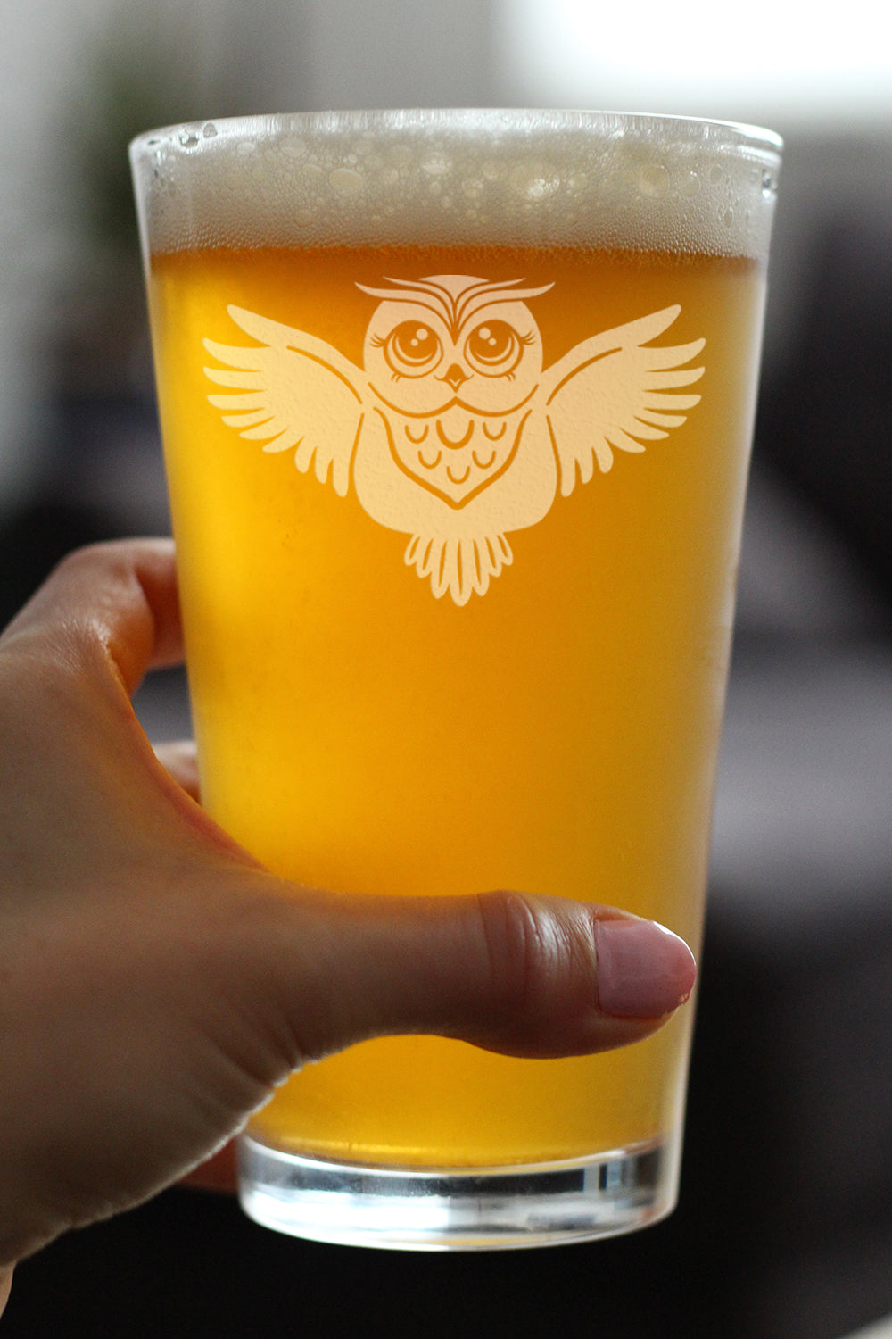 Cute Owl Pint Glass for Beer - Fun Owl Decor and Gifts for Women and Men - 16 Oz Glasses
