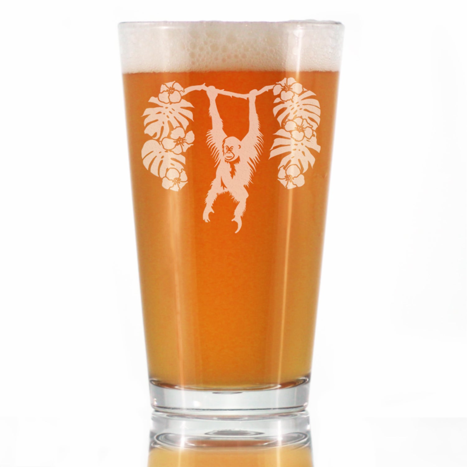 Orangutan Pint Glass for Beer - Fun Wild Animal Themed Decor and Gifts -  bevvee