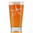 Starfish Pint Glass for Beer - Beach Themed Decor and Decorative Ocean Glassware Gifts for Women and Men - 16 Oz Glasses