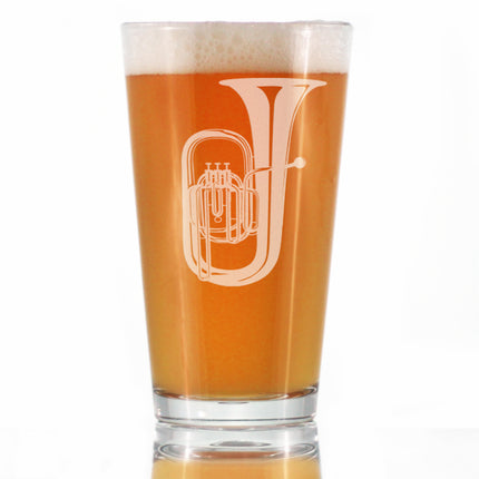 Tuba Pint Glass for Beer - Fun Tuba Gifts for Tuba Players in Band and Orchestra - 16 Oz Glasses