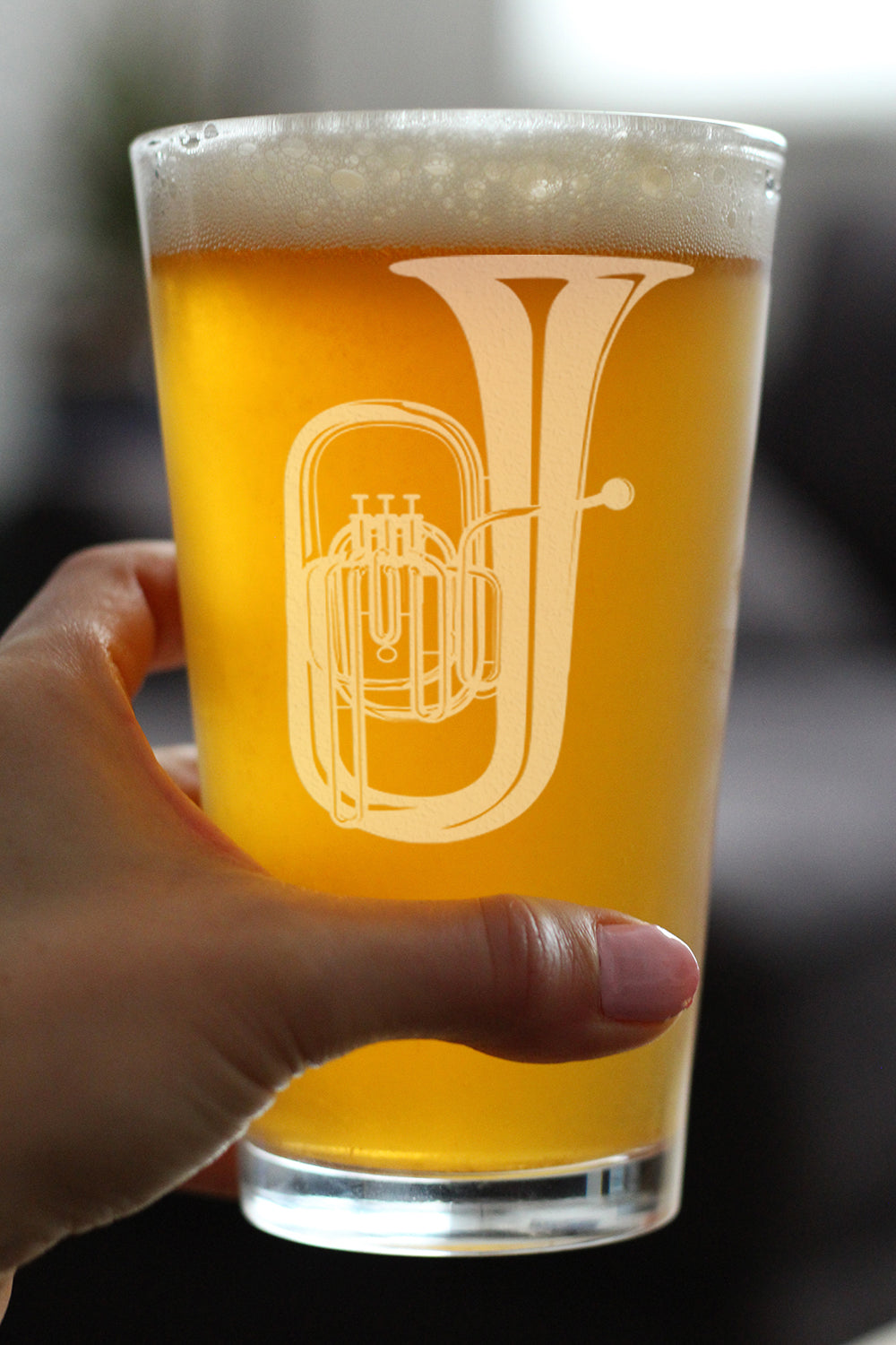 Tuba Pint Glass for Beer - Fun Tuba Gifts for Tuba Players in Band and Orchestra - 16 Oz Glasses