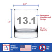 13.1 Half Marathon Whiskey Rocks Glass - Gifts for Half Marathon Runners - 10.25 oz Glasses