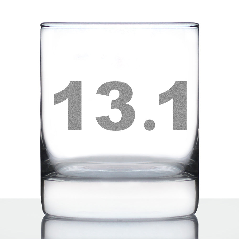 13.1 Half Marathon Whiskey Rocks Glass - Gifts for Half Marathon Runners - 10.25 oz Glasses