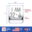 32 + 1 Middle Finger - Funny 33rd Birthday Whiskey Rocks Glass Gifts for Men & Women Turning 33 - Fun Whisky Drinking Tumbler