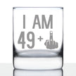 49 + 1 Middle Finger - Funny 50th Birthday Whiskey Rocks Glass Gifts for Men & Women Turning 50 - Fun Whisky Drinking Tumbler