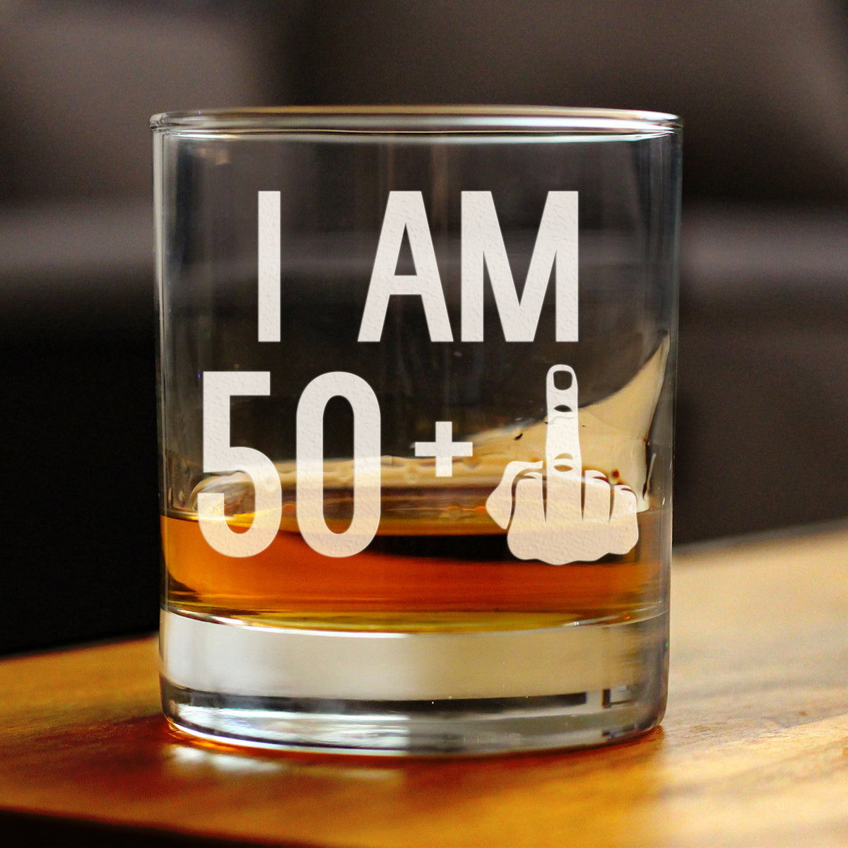 50 + 1 Middle Finger - Funny 51st Birthday Whiskey Rocks Glass Gifts for Men &amp; Women Turning 51 - Fun Whisky Drinking Tumbler
