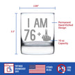 76 + 1 Middle Finger - 10 oz Rocks Glass or Old Fashioned Glass, Etched Sayings, 77th Birthday Gift for Men and Women Turning 77