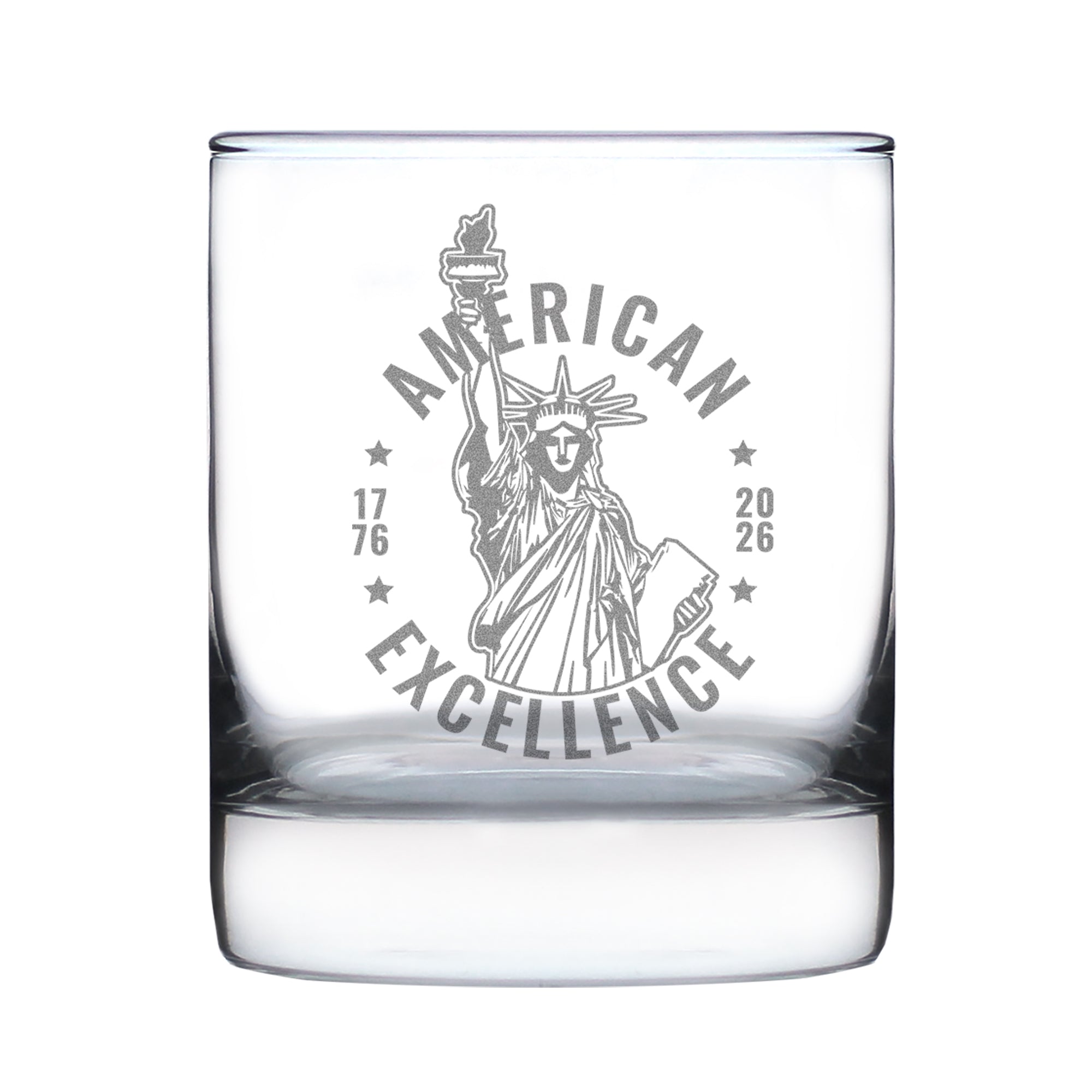 America 250 American Excellence Engraved Rocks Glass America250 Official for 250th Anniversary of the USA Weighted Whiskey Glasses - 10.25 oz