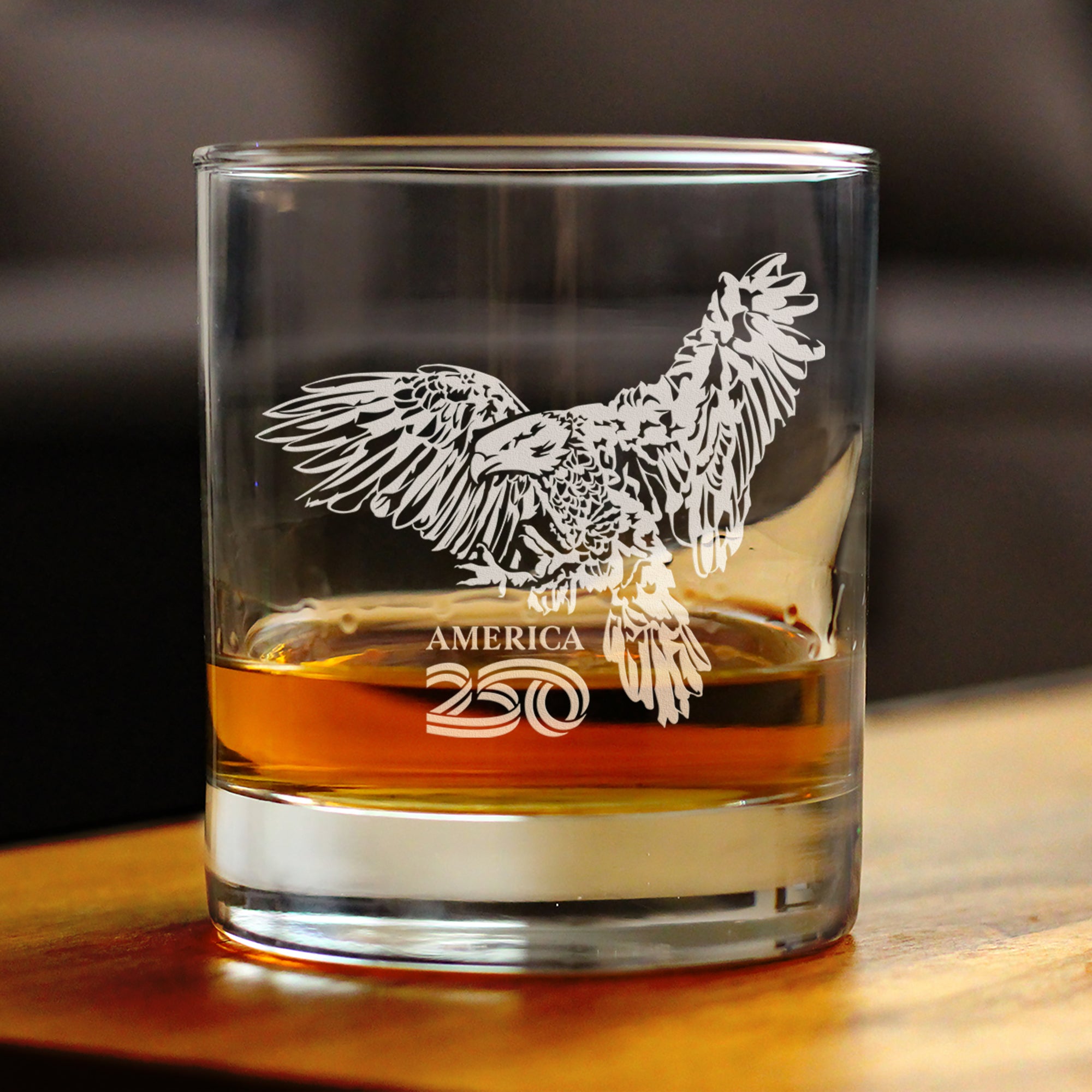 America 250 Bald Eagle Engraved Rocks Glass America250 Official for 250th Anniversary of the USA Weighted Whiskey Glasses - 10.25 oz