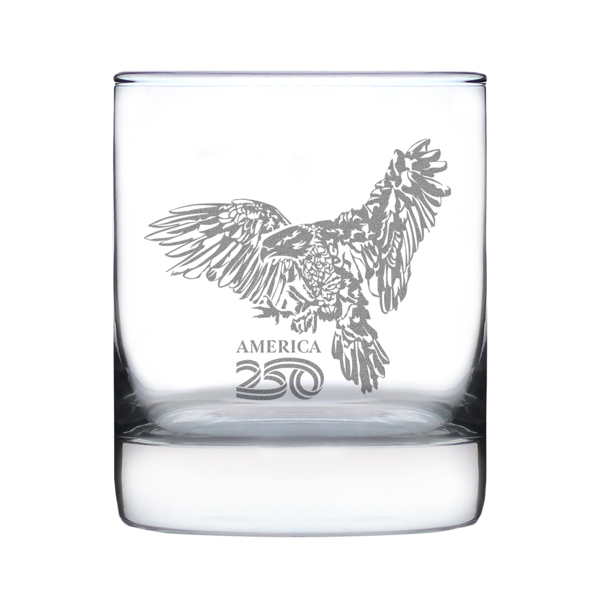 America 250 Bald Eagle Engraved Rocks Glass America250 Official for 250th Anniversary of the USA Weighted Whiskey Glasses - 10.25 oz