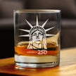 America 250 Statue of Liberty Profile Engraved Rocks Glass America250 Official for 250th Anniversary of the USA Weighted Whiskey Glasses - 10.25 oz