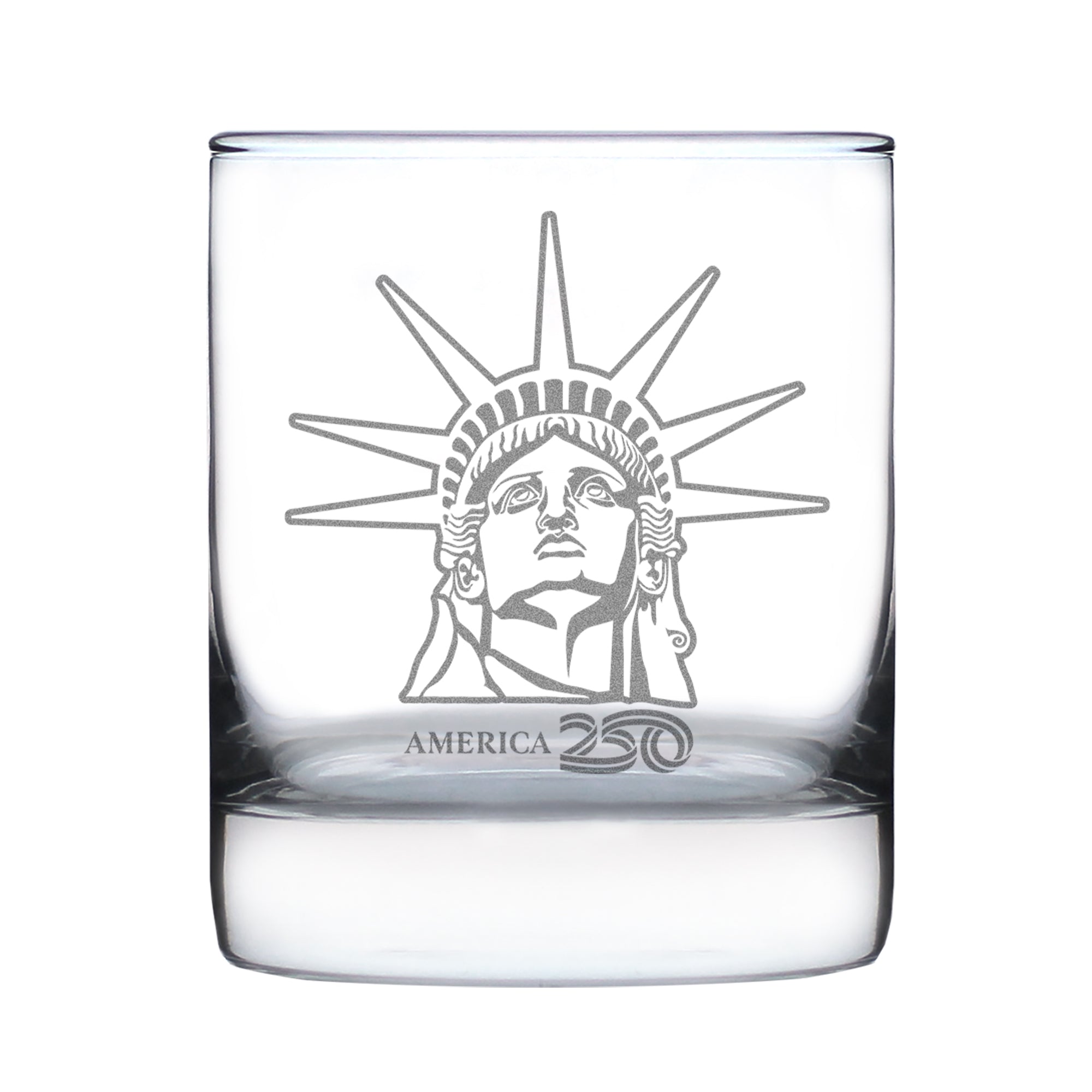 America 250 Statue of Liberty Profile Engraved Rocks Glass America250 Official for 250th Anniversary of the USA Weighted Whiskey Glasses - 10.25 oz