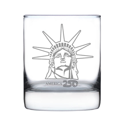 America 250 Statue of Liberty Profile Engraved Rocks Glass America250 Official for 250th Anniversary of the USA Weighted Whiskey Glasses - 10.25 oz
