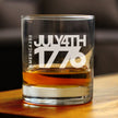 America 250 July 4 1776 Engraved Rocks Glass America250 Official for 250th Anniversary of the USA Weighted Whiskey Glasses - 10.25 oz