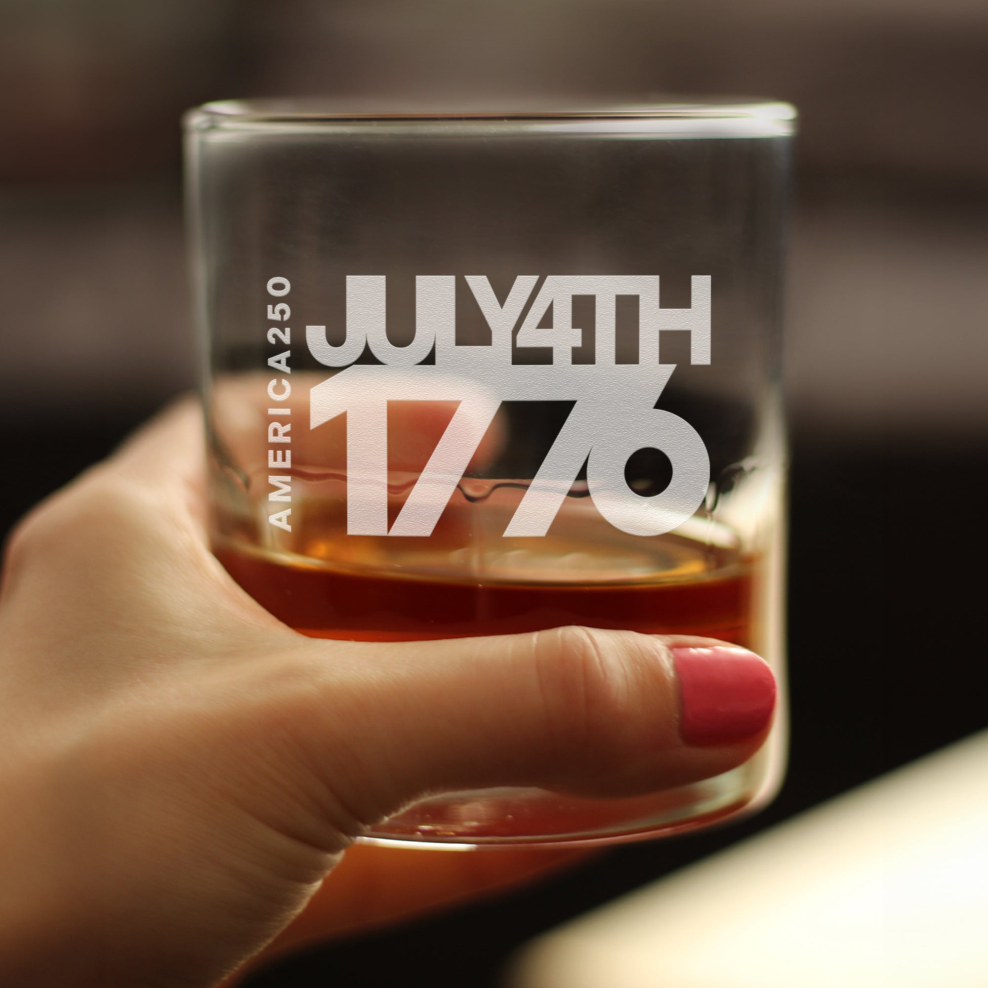 America 250 July 4 1776 Engraved Rocks Glass America250 Official for 250th Anniversary of the USA Weighted Whiskey Glasses - 10.25 oz
