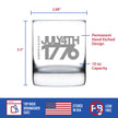 America 250 July 4 1776 Engraved Rocks Glass America250 Official for 250th Anniversary of the USA Weighted Whiskey Glasses - 10.25 oz
