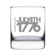 America 250 July 4 1776 Engraved Rocks Glass America250 Official for 250th Anniversary of the USA Weighted Whiskey Glasses - 10.25 oz