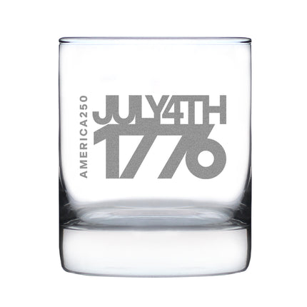 America 250 July 4 1776 Engraved Rocks Glass America250 Official for 250th Anniversary of the USA Weighted Whiskey Glasses - 10.25 oz