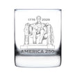 America 250 Lincoln Memorial Engraved Rocks Glass America250 Official for 250th Anniversary of the USA Weighted Whiskey Glasses - 10.25 oz