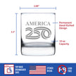 America 250 Logo Engraved Rocks Glass America250 Official for 250th Anniversary of the USA Weighted Whiskey Glasses - 10.25 oz