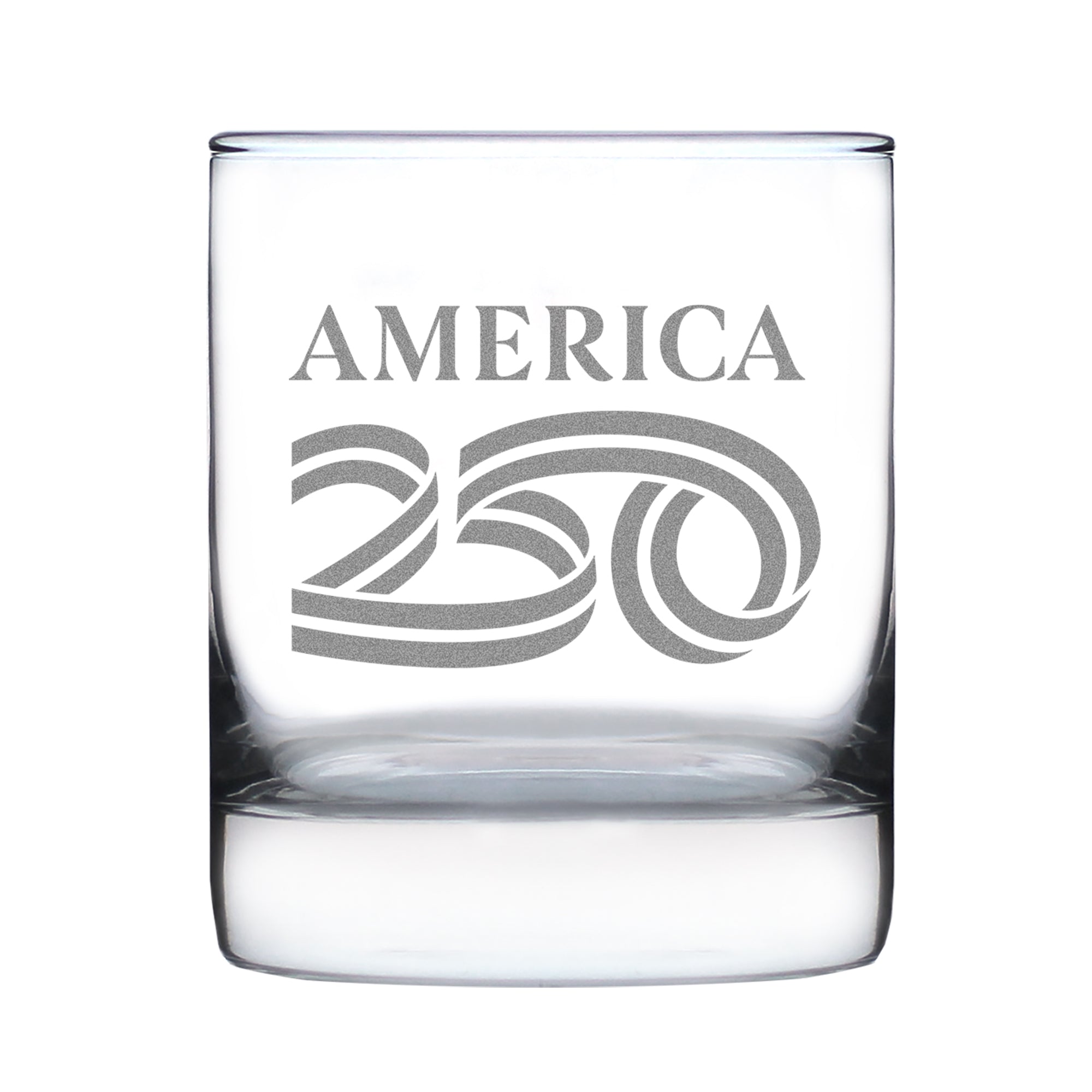 America 250 Logo Engraved Rocks Glass America250 Official for 250th Anniversary of the USA Weighted Whiskey Glasses - 10.25 oz
