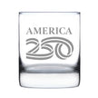 America 250 Logo Engraved Rocks Glass America250 Official for 250th Anniversary of the USA Weighted Whiskey Glasses - 10.25 oz