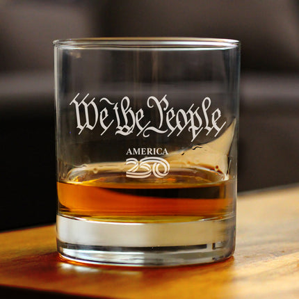 America 250 We the People Engraved Rocks Glass America250 Official for 250th Anniversary of the USA Weighted Whiskey Glasses - 10.25 oz