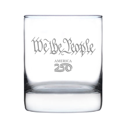 America 250 We the People Engraved Rocks Glass America250 Official for 250th Anniversary of the USA Weighted Whiskey Glasses - 10.25 oz