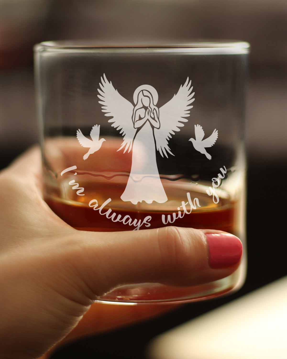 Always With You - Whiskey Rocks Glass Gift - Sympathy Memorial Gifts for Bereavement Loss - 10.25 oz Glasses