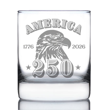 America's 250th Anniversary Engraved Rocks Glass Celebrate America's Birth Weighted Whiskey Glasses - 10.25 oz