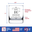 Happy 10th Anniversary Engraved Rocks Glass Gifts 10 Year Anniversary Art Deco Party Decor Weighted Whiskey Glasses - 10.25 oz