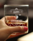 Happy 5th Anniversary Engraved Rocks Glass Gifts 5 Year Anniversary Art Deco Party Decor Weighted Whiskey Glasses - 10.25 oz