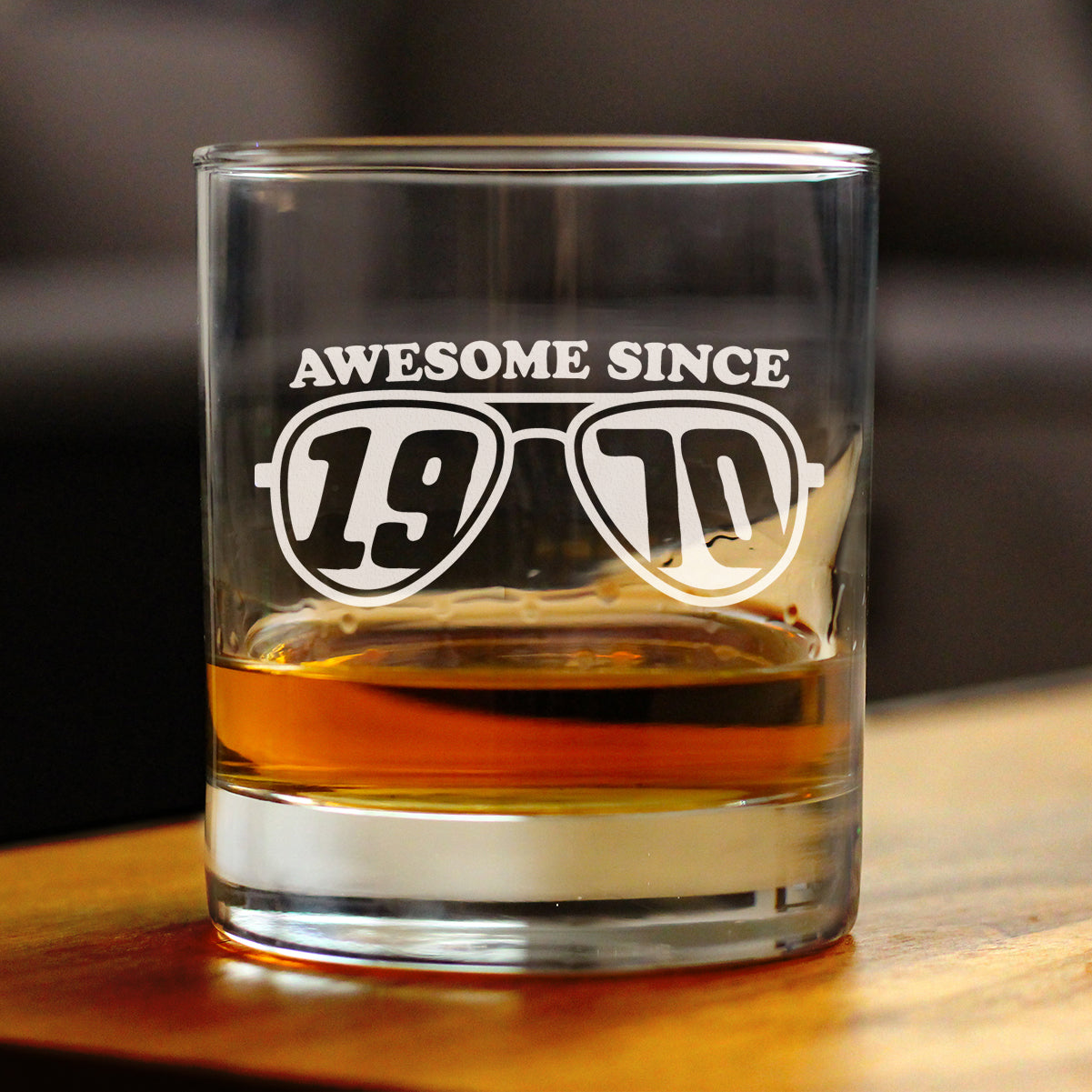Awesome Since 1970 Engraved Rocks Glass Gifts 55th Birthday Gift Ideas Weighted Whiskey Glasses - 10.25 oz
