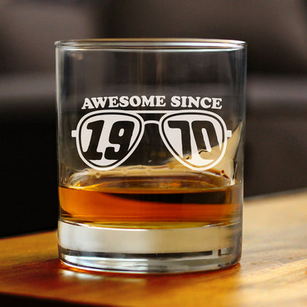 Awesome Since 1970 Engraved Rocks Glass Gifts 55th Birthday Gift Ideas Weighted Whiskey Glasses - 10.25 oz