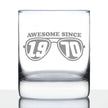 Awesome Since 1970 Engraved Rocks Glass Gifts 55th Birthday Gift Ideas Weighted Whiskey Glasses - 10.25 oz