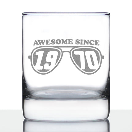 Awesome Since 1970 Engraved Rocks Glass Gifts 55th Birthday Gift Ideas Weighted Whiskey Glasses - 10.25 oz