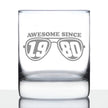 Awesome Since 1980 Engraved Rocks Glass Gifts 45th Birthday Gift Ideas Weighted Whiskey Glasses - 10.25 oz