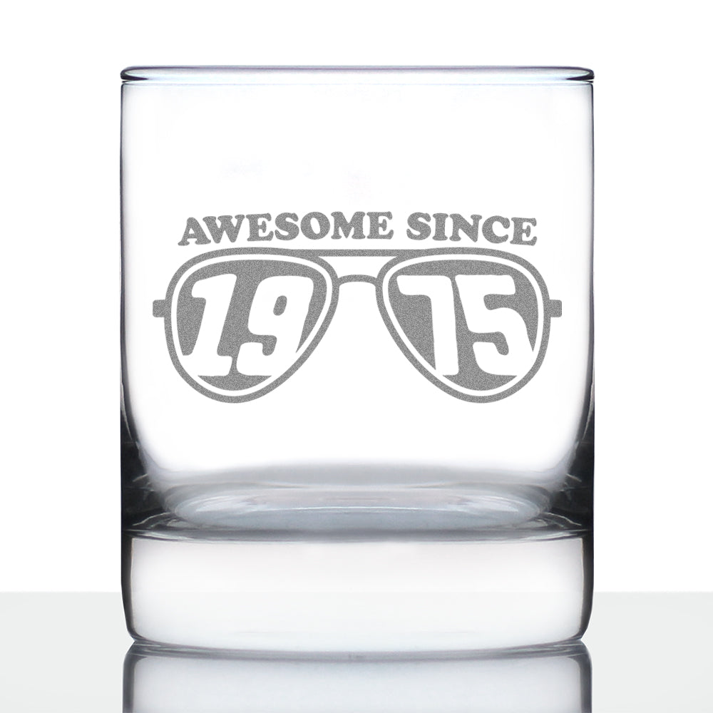 Awesome Since 1975 Engraved Rocks Glass Gifts 50th Birthday Gift Ideas Weighted Whiskey Glasses - 10.25 oz