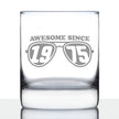 Awesome Since 1975 Engraved Rocks Glass Gifts 50th Birthday Gift Ideas Weighted Whiskey Glasses - 10.25 oz