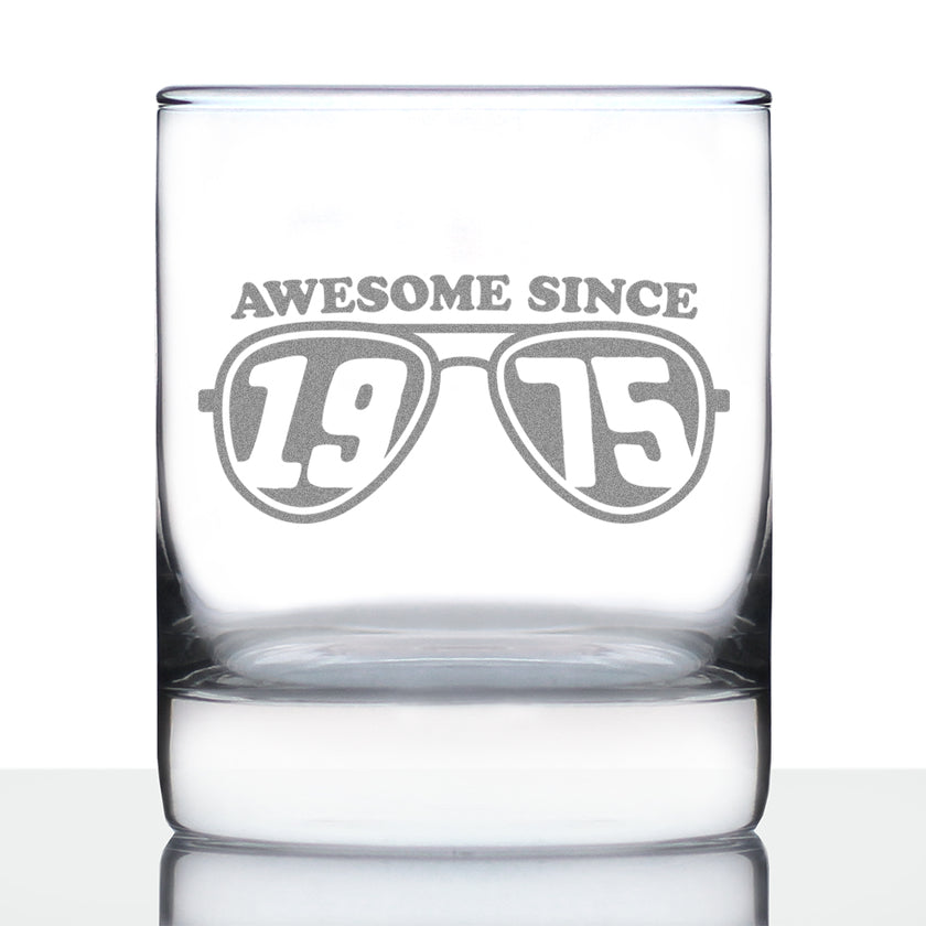 Awesome Since 1975 Engraved Rocks Glass Gifts 50th Birthday Gift Ideas Weighted Whiskey Glasses - 10.25 oz