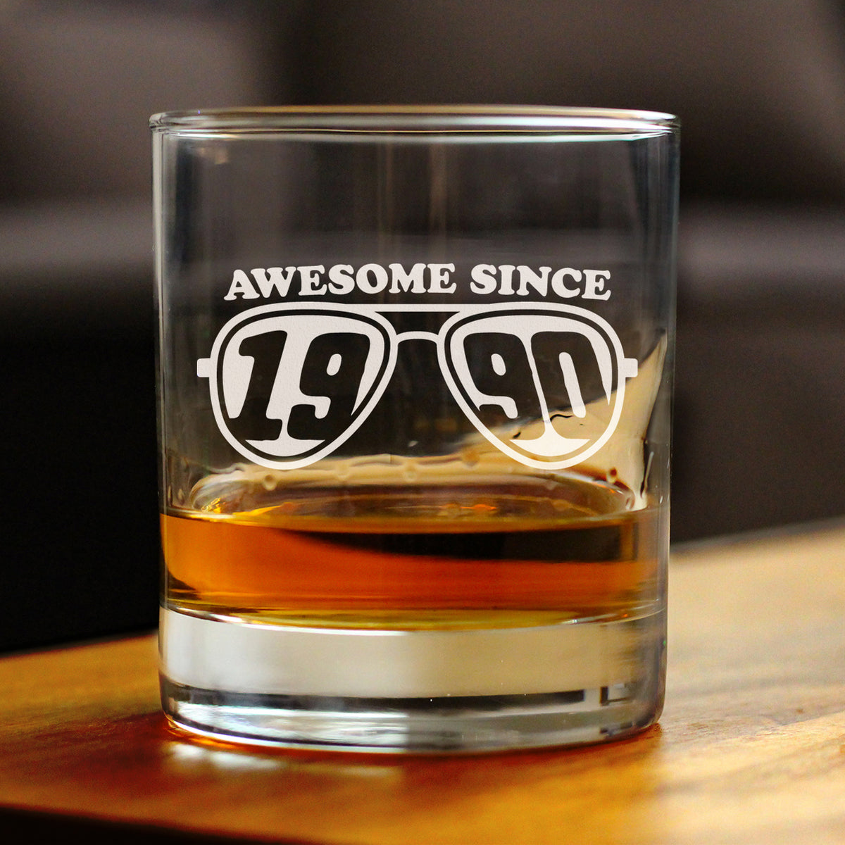 Awesome Since 1990 Engraved Rocks Glass Gifts 35th Birthday Gift Ideas Weighted Whiskey Glasses - 10.25 oz