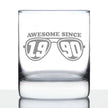 Awesome Since 1990 Engraved Rocks Glass Gifts 35th Birthday Gift Ideas Weighted Whiskey Glasses - 10.25 oz
