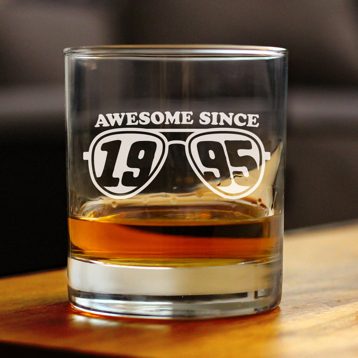 Awesome Since 1995 Engraved Rocks Glass Gifts 30th Birthday Gift Ideas Weighted Whiskey Glasses - 10.25 oz