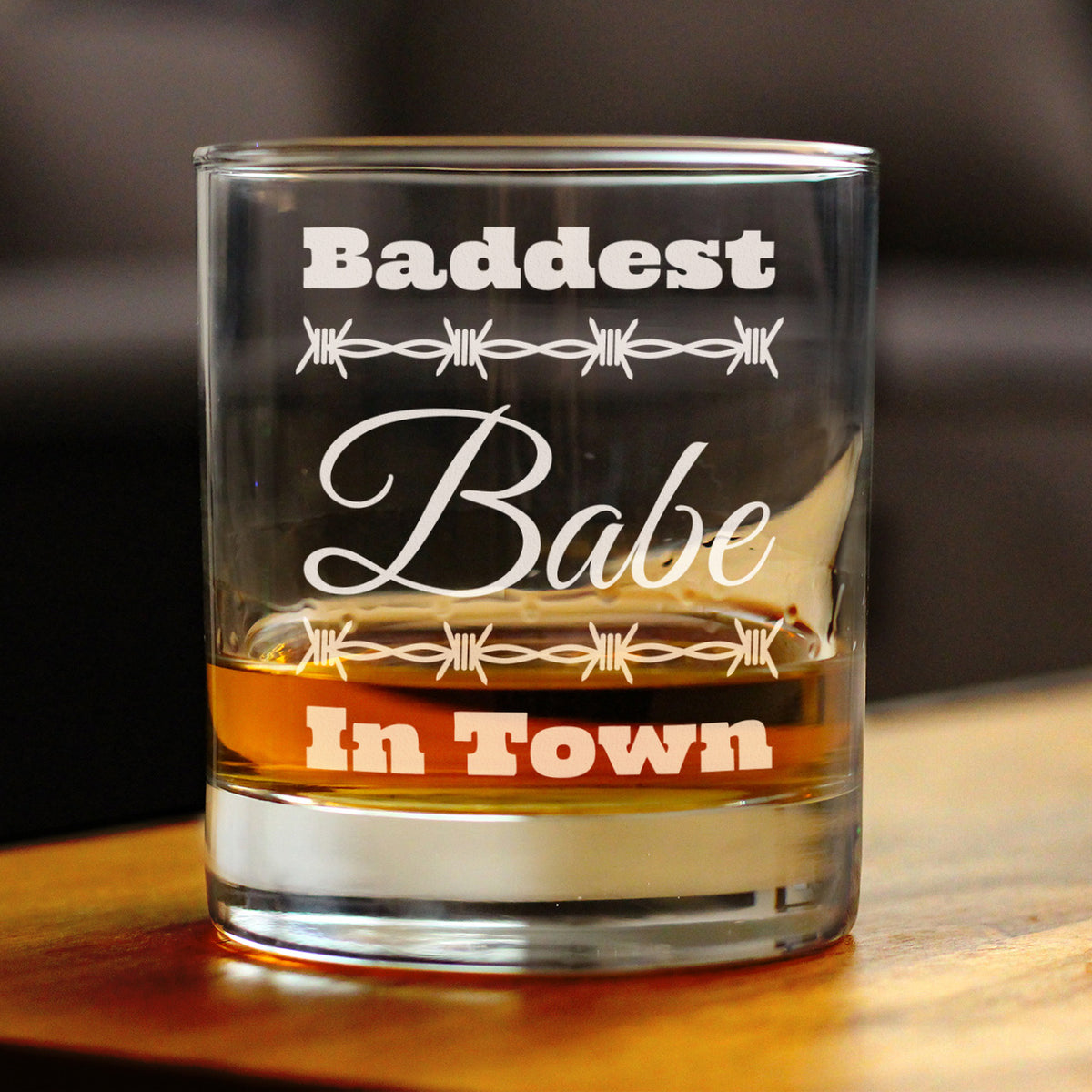 Baddest Babe in Town Engraved Rocks Glass Gifts Gifts for Women with Attitude Weighted Whiskey Glasses - 10.25 oz