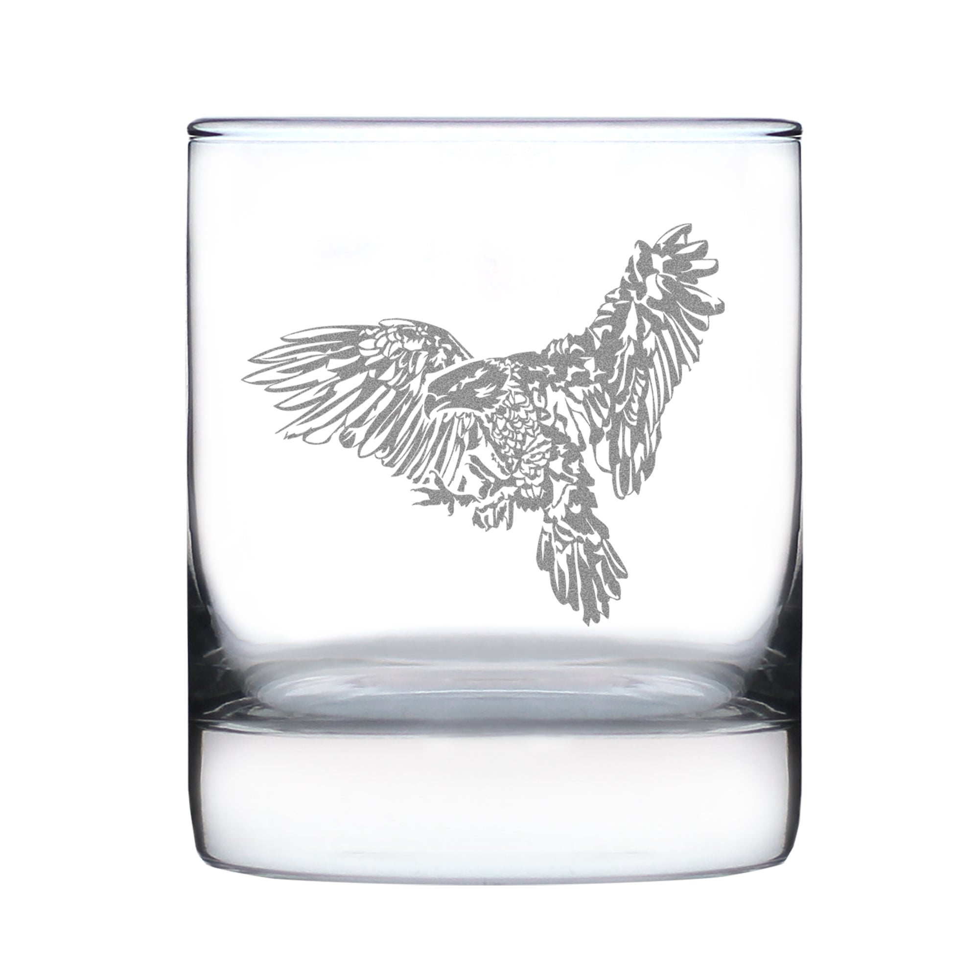 Bald Eagle - Engraved Rocks Glass Patriotic American Decorations and Gifts Weighted Whiskey Glasses - 10.25 oz