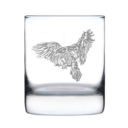 Bald Eagle - Engraved Rocks Glass Patriotic American Decorations and Gifts Weighted Whiskey Glasses - 10.25 oz