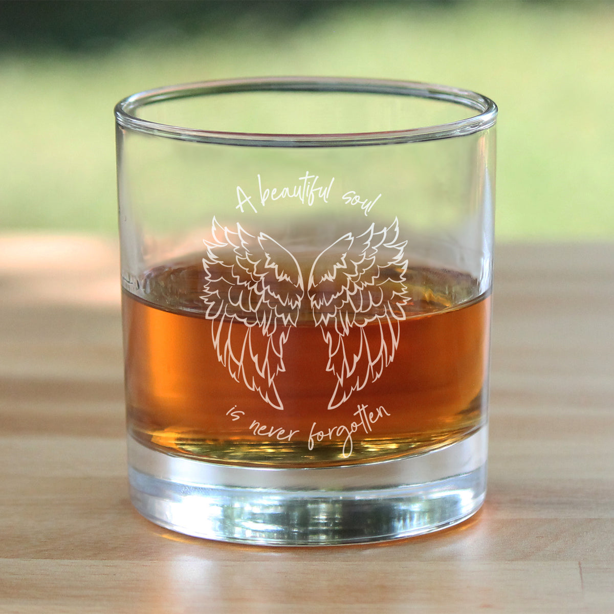 Beautiful Soul is Never Forgotten - Whiskey Rocks Glass Gift - Sympathy Memorial Gifts for Bereavement Loss - 10.25 oz Glasses