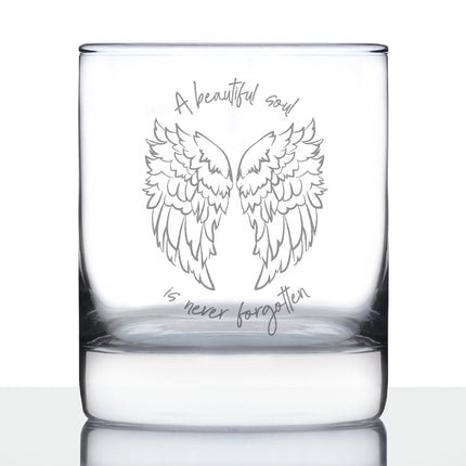 Beautiful Soul is Never Forgotten - Whiskey Rocks Glass Gift - Sympathy Memorial Gifts for Bereavement Loss - 10.25 oz Glasses
