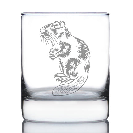 Beaver Engraved Rocks Glass Beaver Gifts and Rustic Cabin Home Decor Weighted Whiskey Glasses - 10.25 oz