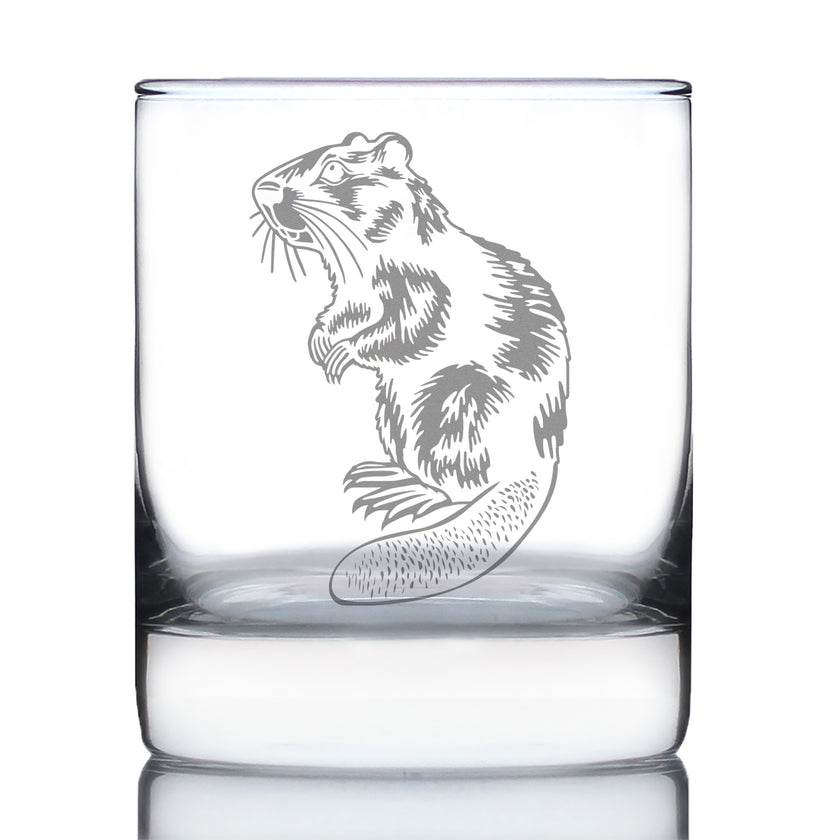 Beaver Engraved Rocks Glass Beaver Gifts and Rustic Cabin Home Decor Weighted Whiskey Glasses - 10.25 oz